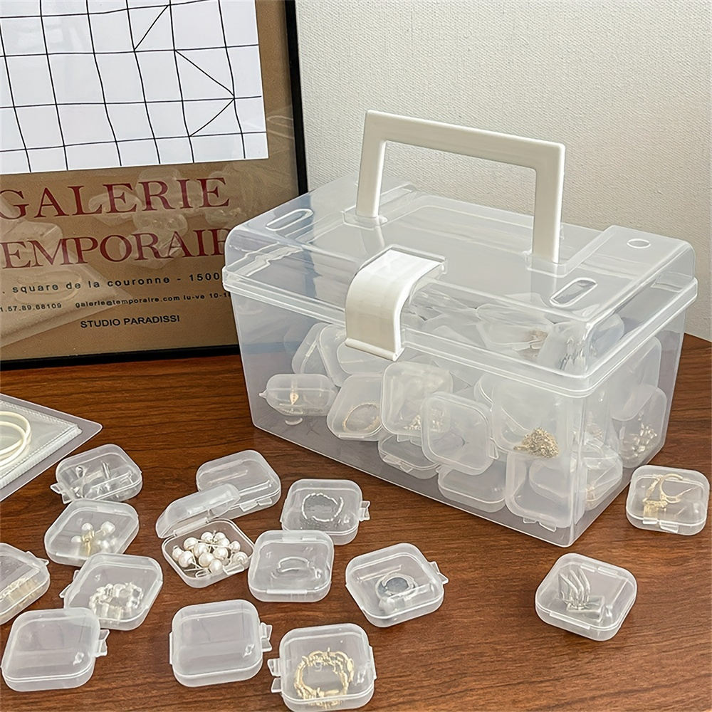 24 Pack Clear Plastic Mini Storage Boxes, Organiser for Accessories